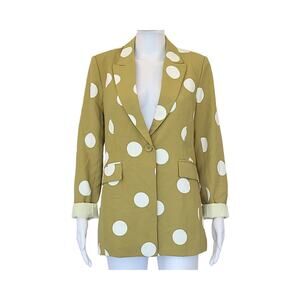 Polka Dot Single Button Blazer - Green - S
